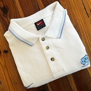 Vintage Nike Team North Carolina‎ Tar Heels Polo Shirt Men's XL White UNC
